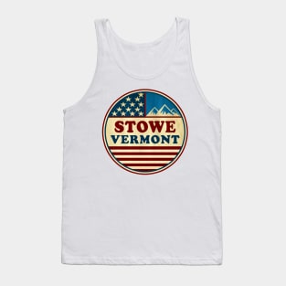 Stowe Vermont Skiing Mountains Stars And Stripes Ski VT Tank Top